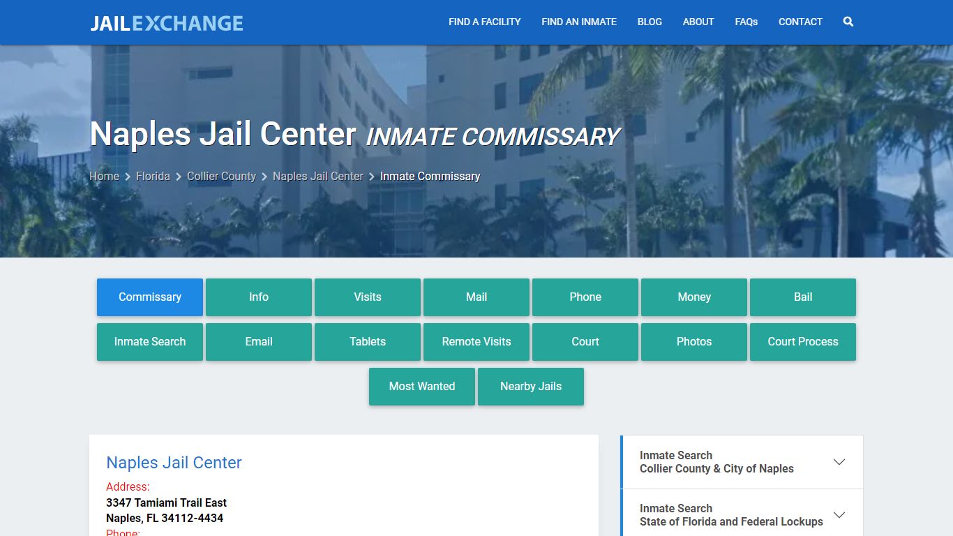 Inmate Commissary, Care Packs - Naples Jail Center, FL